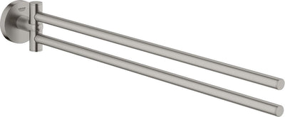 Grohe essentials handdoekhouder met twee draaibare armen - supersteel (rvs)