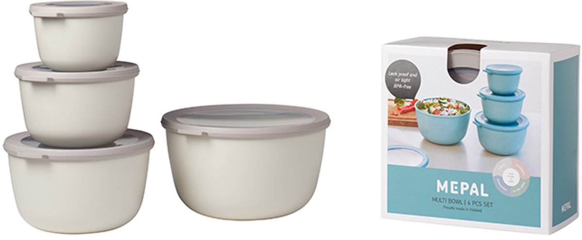 Mepal - multikom cirqula vershouddoos set - 500 + 1000 + 2000 + 3000 ml - rond - nordic white
