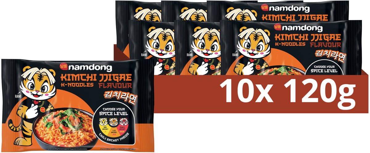 Namdong snack - kimchi jjigae - fideos instantáneos con sabor a kimchi al estilo coreano - 10 x 120 g