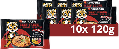 Snack Namdong - jjigae di manzo - noodles istantanei al sapore di manzo in stile coreano - 10 x 120 g