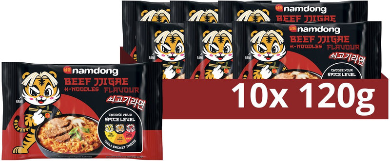 Snack Namdong - jjigae de ternera - fideos instantáneos con sabor a ternera al estilo coreano - 10 x 120 g