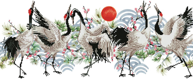 Diamond dotz® pittura diamante adulti - pietre rotonde - pacchetto completo - hobby - - dd8.011 - animali - danza degli uccelli 77 x 32 cm