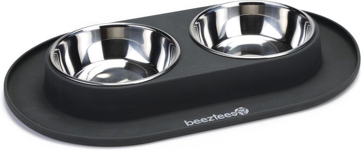 Beeztees - set da pranzo per cani - silicone - antracite - 40x24x4,5 cm