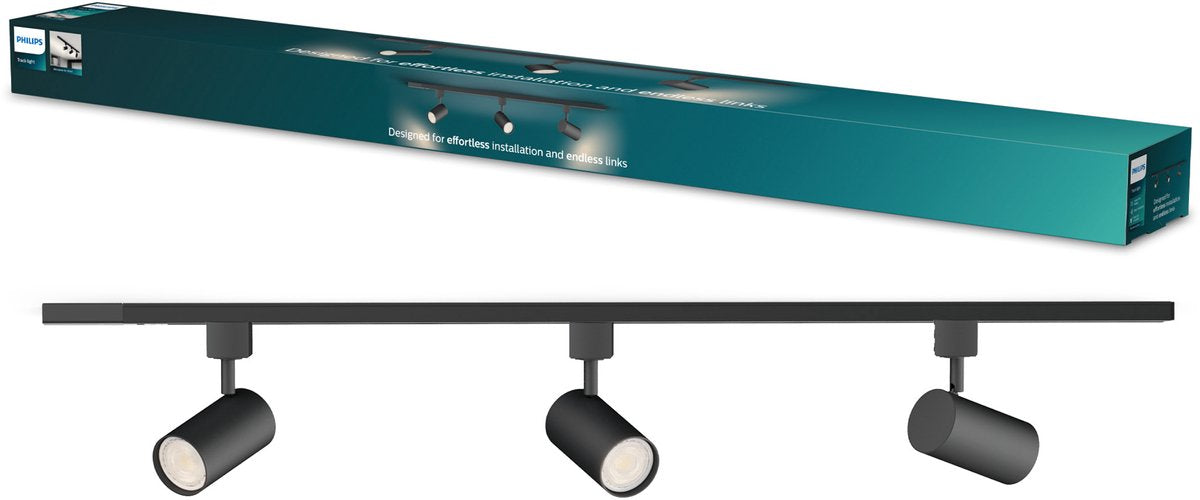 Philips led philips easylink zilo - spot - gu10 fitting - maximaal wattage: 7w - zwart - 3-pack - railverlichting