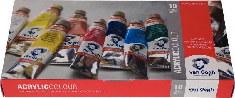 Van gogh acrylverf basisset met 10 kleuren in tubes van 40 ml