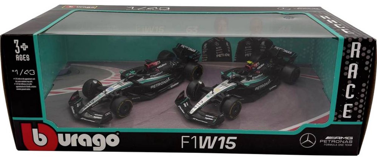 Bburago f1 mercedes amg w15e '24 2er set 1:43 coche