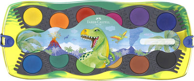 Caja conectora acuarela faber-castell dino - 12 colores + 1 tubo de pintura blanca opaca - fc-125036