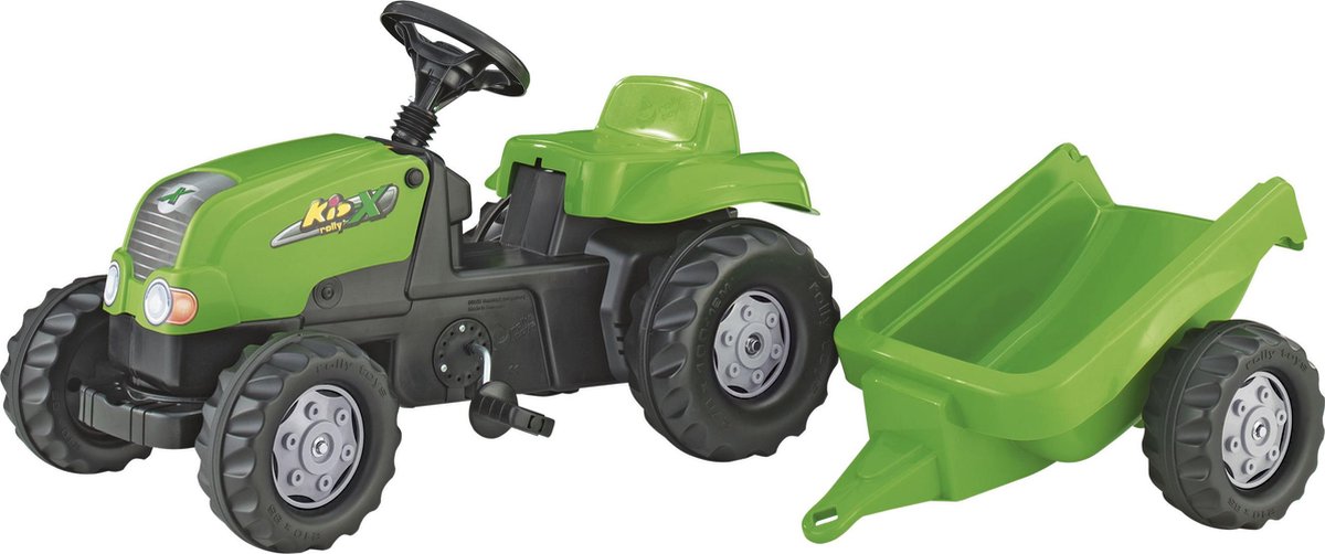 Rolly Toys Stair Tractor Rollykid-X +trailer Green