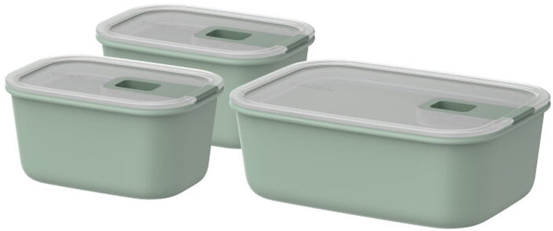 Mepal vershouddoos set easyclip - 2x 450 + 1000 ml - vershoudbakjes met schuifsluiting - geschikt voor magnetron. stoomoven. koelkast en vriezer - nordic sage