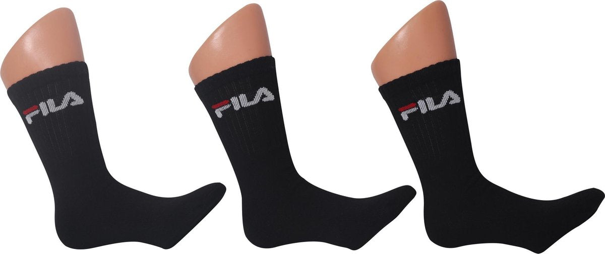 Fila - confezione da 3 calzini da tennis - calzini sportivi neri - 39-41 - nero