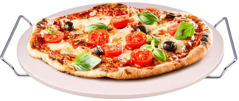 Piedra para pizza Alpina - piedra para pizza para barbacoa y horno - ø33 cm - piedra para hornear para una corteza crujiente - piedra para horno resistente al calor