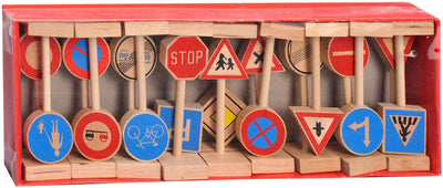 Juego de letreros de tráfico de madera de Playwood, 18dlg.