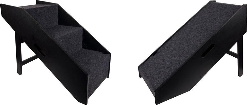 Gradini per passerella per cani Flamingo pino nero - Aiuto per l'ingresso pieghevole 2 in 1 - 62x36x51 cm - fino a 40 kg - scale per cani mdf