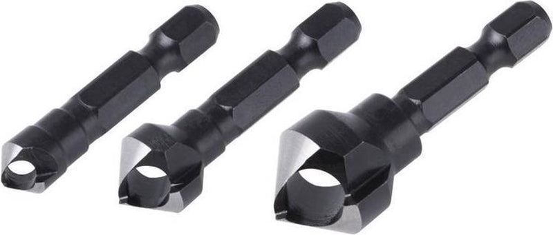 Wolfcraft - set punte per svasatori - 3 svasatori ø 8, 12, 16 mm - gambo esagonale - 4375000