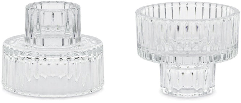 Partydeco 4 piezas portavelas de cristal 2 en 1 6,5x5,5 cm