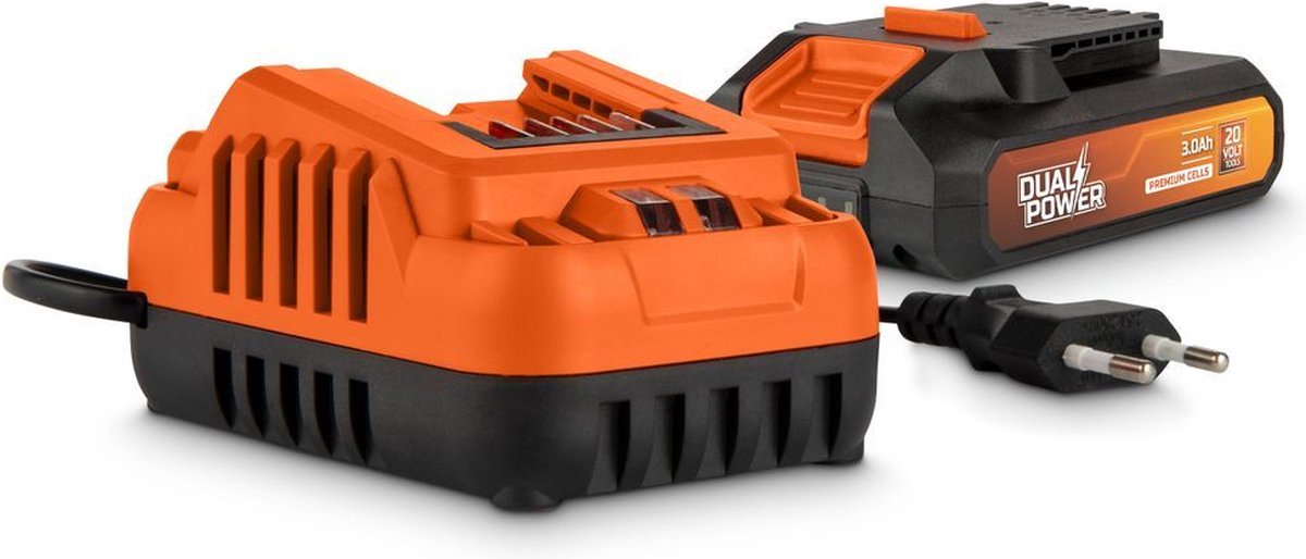 Powerplus dual power batterij lader set powdp90630 - 20v, 3.0ah batterij - 4a lader voor 20v 2x20v accu's - batterijplatform