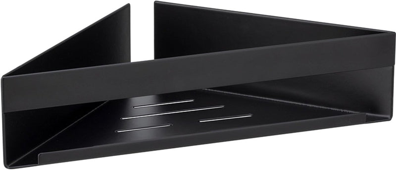 Wenko turbo-loc genova estante de esquina de acero inoxidable negro mate - estante de baño - cesta de ducha - estante de ducha - montaje sin taladrar - autoadhesivo