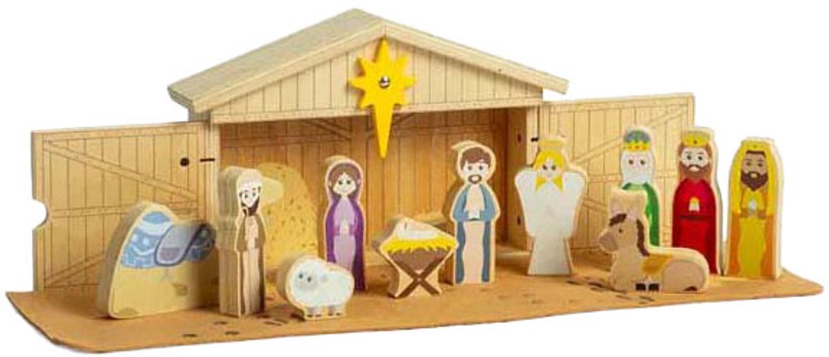 BigJigs Wooden Nativity Scene Set, 13dlg.