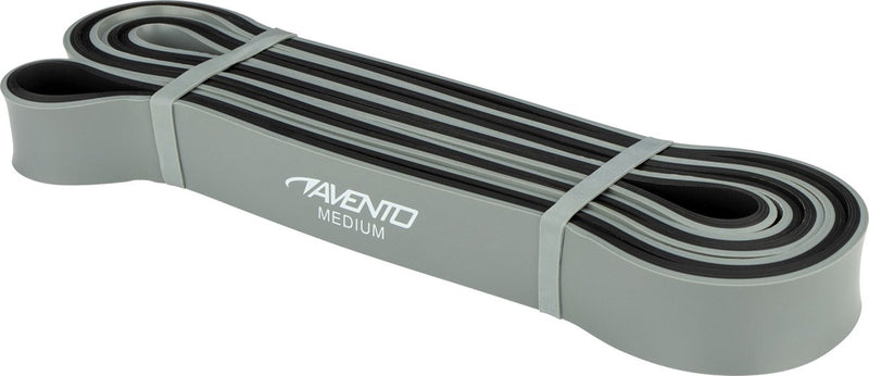 Avento fitness power band látex - mediano - gris negro