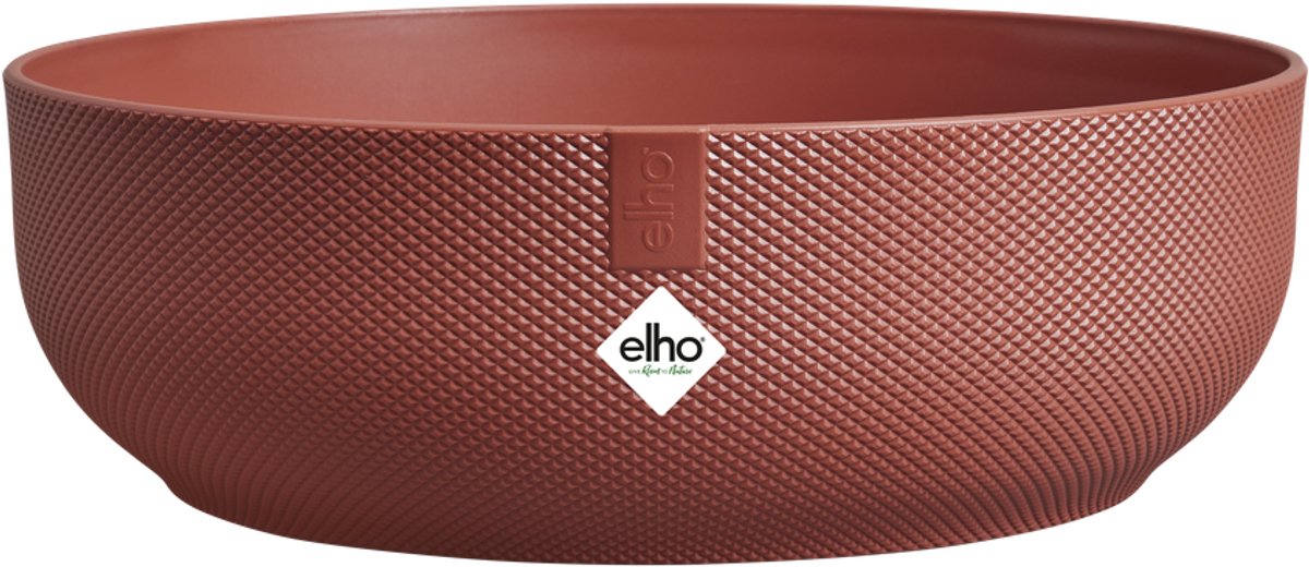 Elho jazz bowl 28 - macetero de interior - 100% plástico reciclado - ø 27,5 x h 9,0 cm - rojo toscano