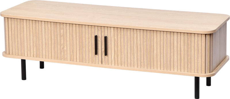 Mueble para TV Mano Leisure - aspecto de madera de roble, metal negro 120 x 40 x 39 cm - mueble para TV moderno con espacio de almacenamiento