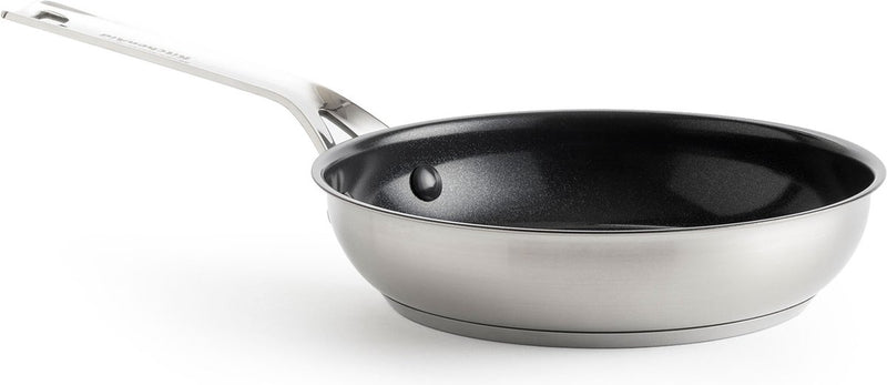 Sartén Kitchenaid de acero inoxidable 24 cm - revestimiento antiadherente sin pfas - sartén de inducción - sartén de cerámica - apta para horno hasta 160°c - plateada
