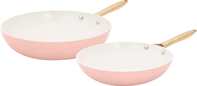 Set di padelle dall'eleganza trendy e accogliente, 2 pezzi ø24 28 cm - senza pfas - padella a induzione - riscaldamento rapido - senza coperchio - rosa