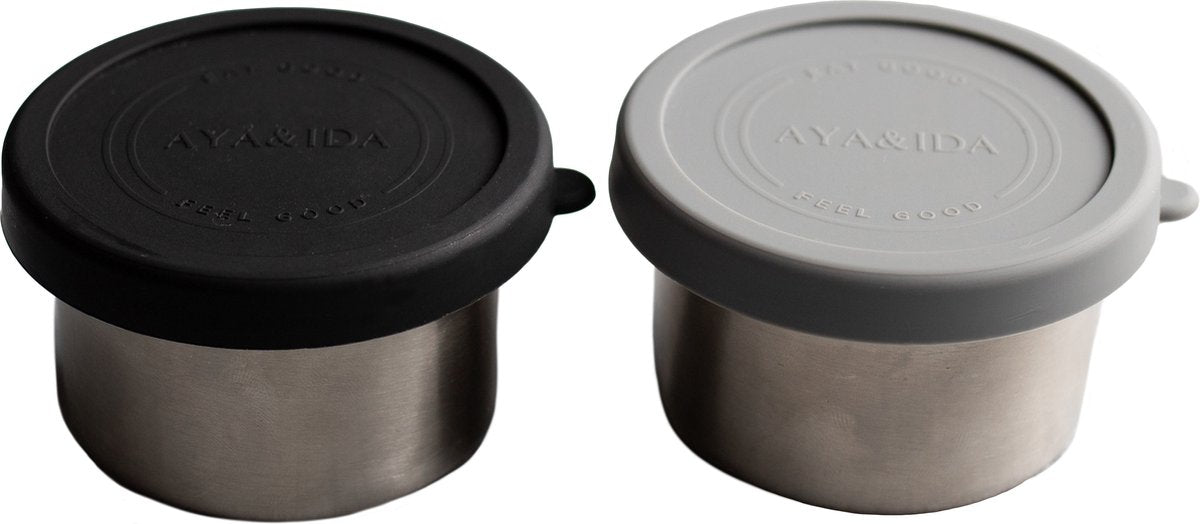 Aya ida aya ida - snack container - lunchbox - pillendoosje - voedselcontainer - 100ml - dark grey matte black