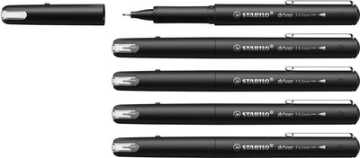 Stabilo dr!ver - punta fina premium - 0,4 mm - negro - caja de 5 piezas