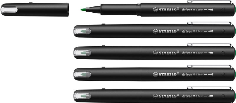 Stabilo dr!ver - rotulador premium fineliner - 0,8 mm - verde - caja de 5 piezas