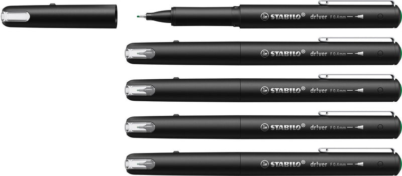Stabilo dr!ver - fineliner premium - 0,4 mm - verde - scatola da 5 pezzi