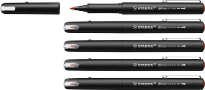 Stabilo dr!ver - rotulador premium fineliner - 0,8 mm - rojo - caja de 5 piezas