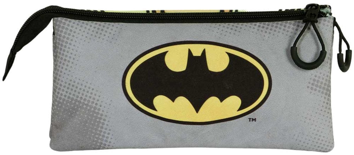 Karactermania - dc comics batman - batdress - borsa portapenne tripla fan 2.0 - astuccio con cerniera - astuccio portapenne - nero