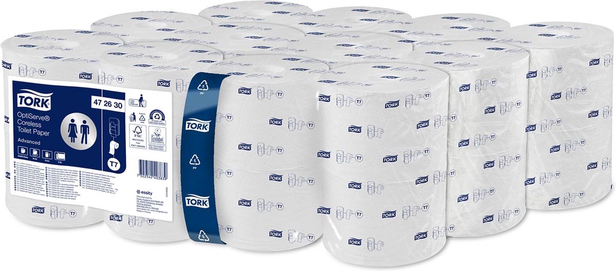 Tork 472630 optiserve opticore hulsloos toiletpapier t7 advanced 2-laags wit (472630)