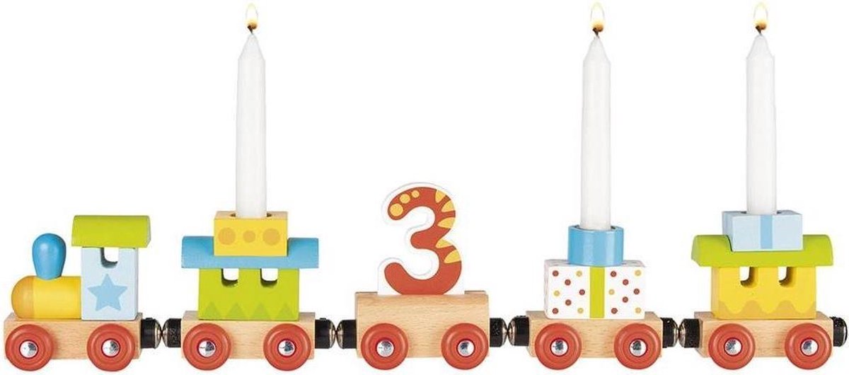 Goki portavelas tren junior 35 cm madera cera 11 piezas