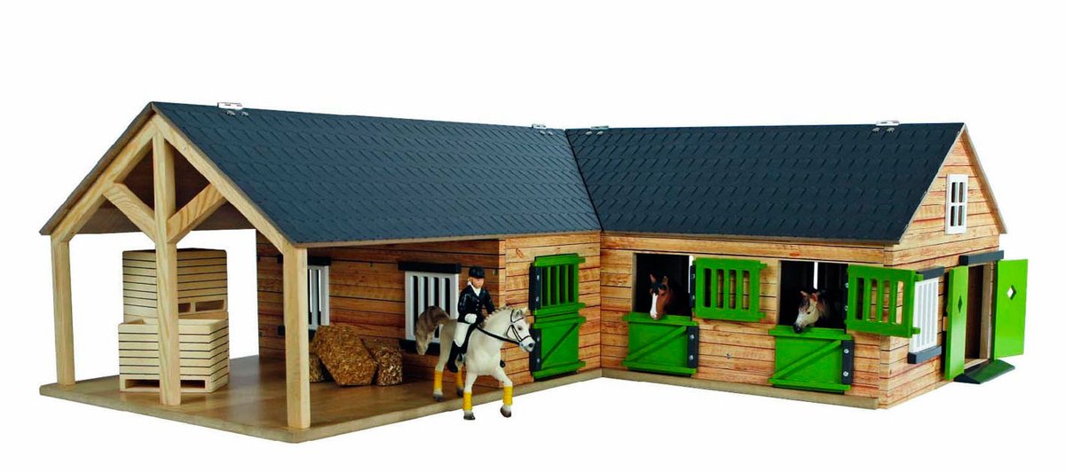 Kids Globe Globe Horse Corner estable con 3 cajas y almacenamiento 1:24