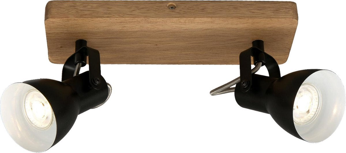 Briloner arbo - lámpara de techo - foco giratorio - 2 luces gu10 máx. 35w - material: madera y metal - color: negro