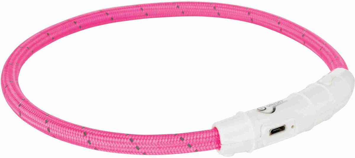 Trixie Collar Dog Flash Light Collar USB TPU Nylon Pink