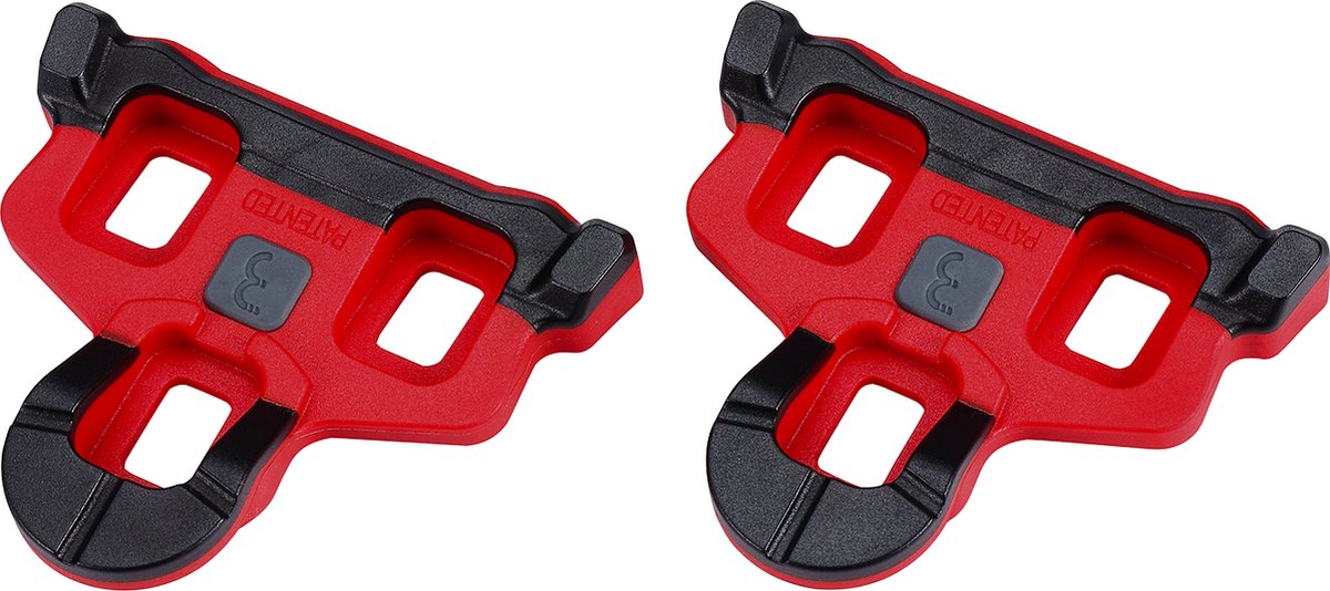 BBB Cycling SPD SL Cleats - Power Clip - with non-slip rubber pads - 6° clearance - compatible with Shimano pedals - road bike cleats - red - BPD-06a