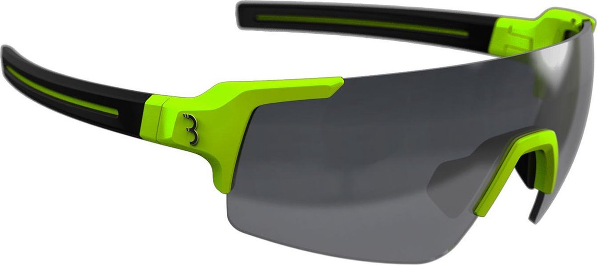 Bbb cycling fullview fietsbril - frameless zonnebril - wielren bril met 3 lenzen - sportbril - mat neon geel - bsg-63