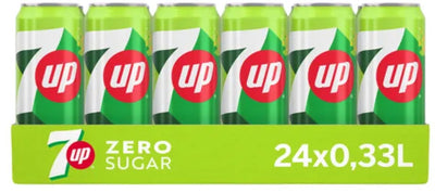 Seven up zero sugar sleek blik (24x 33 cl)