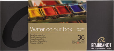 Rembrandt watercolor paint metal set | 36 pans + brush