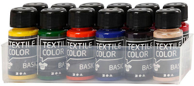 Pintura textil semi-cobradora de color textil de la empresa de creativ, 12x50ml