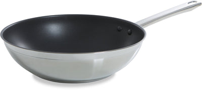 Bk sartén wok multiusos 28 cm - 4,2 l - revestimiento antiadherente sin pfas - sartén wok de inducción - sartén de cerámica - apta para horno hasta 230°c - sin tapa - plateada