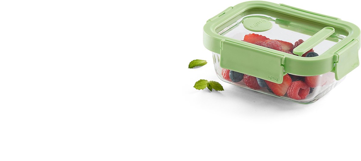 Lékué vershouddoos glas 370 ml - rechthoek - green