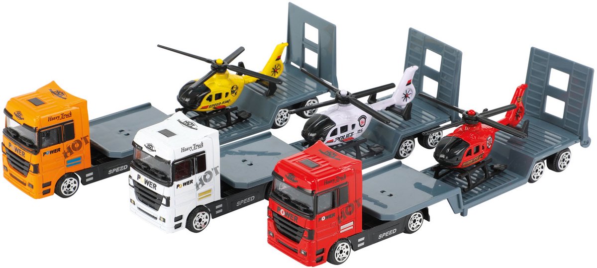 Toi-Toys Metal Truck con rimorchio ed elicottero
