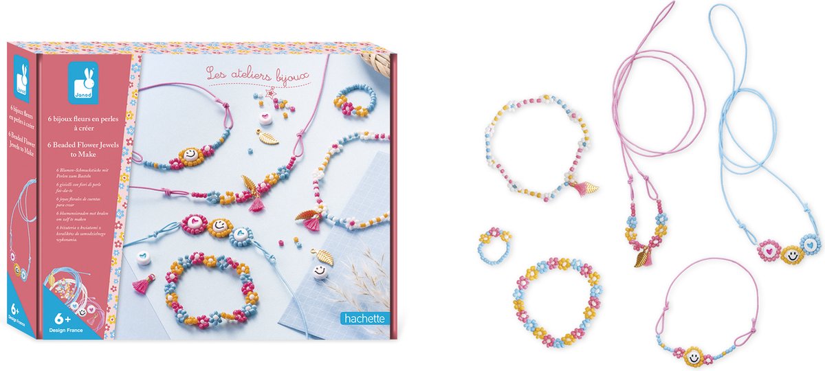 Janod - les ateliers bijoux - 6 gioielli con perline floreali