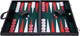 Engelhart backgammon 21 inch - groen, rood wit ingelegd bord - luxe zwarte koffer met handvat -
