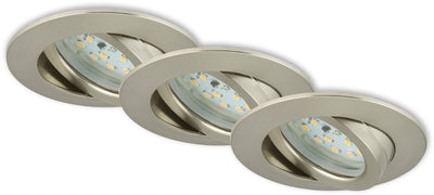Briloner attach dim - inbouwspots - set van 3 - dimbaar - 5,5w - ø82mm - mat nikkel