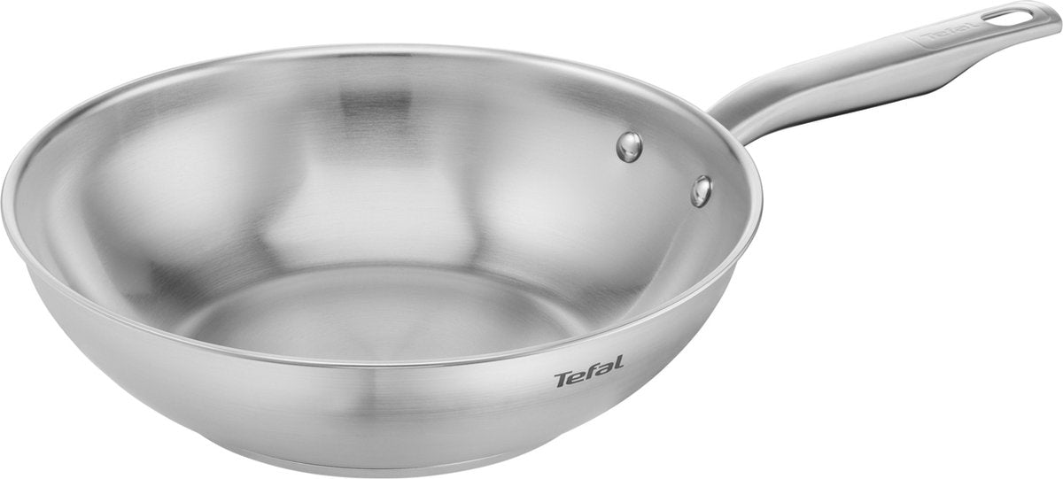 Tefal virtuoso - sartén wok - ø28 cm - acero inoxidable - apta para inducción - duradera